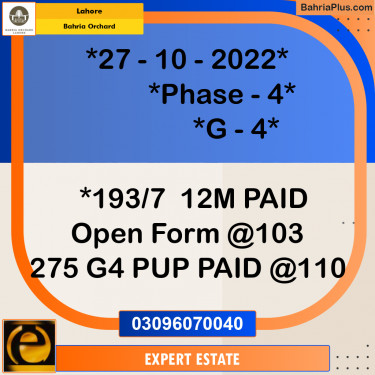 12 Marla Residential Plot for Sale in Bahria Orchard, Lahore - (BP-261898)