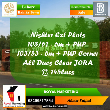 Residential Plot for Sale in Bahria Town, Lahore - (BP-261947)