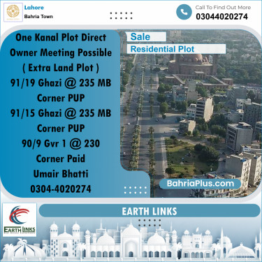 1 Kanal Residential Plot for Sale in Bahria Town, Lahore - (BP-262040)