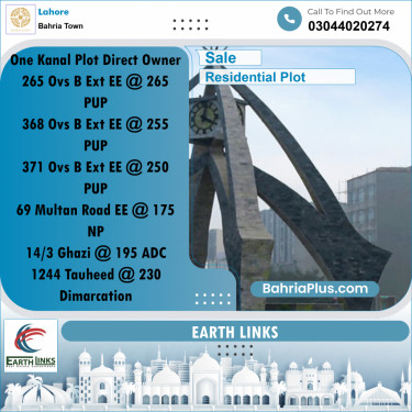 1 Kanal Residential Plot for Sale in Bahria Town, Lahore - (BP-262046)