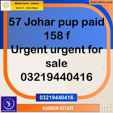 Residential Plot for Sale in Sector E - Johar Block -  Bahria Town, Lahore - (BP-262053)