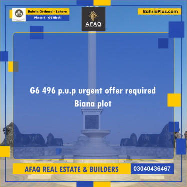 10 Marla Residential Plot for Sale in Phase 4 - G6 Block -  Bahria Orchard, Lahore - (BP-262054)