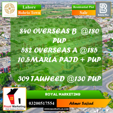 Residential Plot for Sale in Bahria Town, Lahore - (BP-262071)