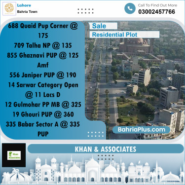 Residential Plot for Sale in Bahria Town, Lahore - (BP-262073)