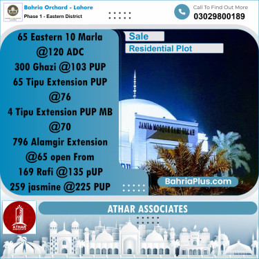10 Marla Residential Plot for Sale in Phase 1 - Eastern District -  Bahria Orchard, Lahore - (BP-262095)