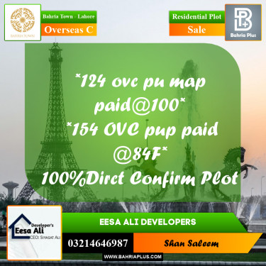 Residential Plot for Sale in Overseas C -  Bahria Town, Lahore - (BP-262117)