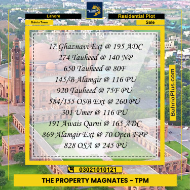 Residential Plot for Sale in Bahria Town, Lahore - (BP-262123)