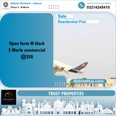 5 Marla Residential Plot for Sale in Phase 2 - M Block -  Bahria Orchard, Lahore - (BP-262141)