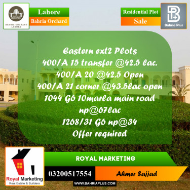 Residential Plot for Sale in Bahria Orchard, Lahore - (BP-262152)