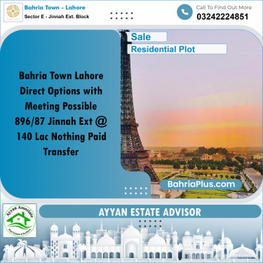 10 Marla Residential Plot for Sale in Sector E - Jinnah Ext. Block -  Bahria Town, Lahore - (BP-262171)