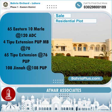 10 Marla Residential Plot for Sale in Phase 1 - Eastern District -  Bahria Orchard, Lahore - (BP-262233)