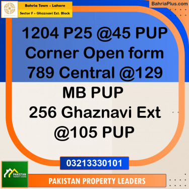 10 Marla Residential Plot for Sale in Sector F - Ghaznavi Ext. Block -  Bahria Town, Lahore - (BP-262276)