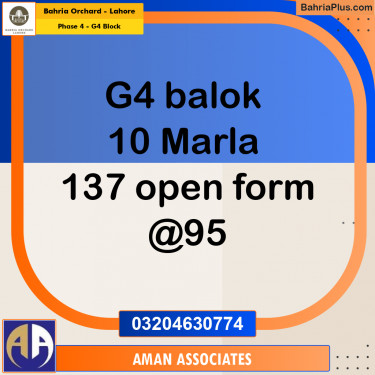 10 Marla Residential Plot for Sale in Phase 4 - G4 Block -  Bahria Orchard, Lahore - (BP-262296)