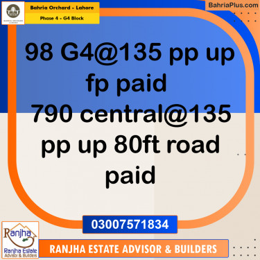 10 Marla Residential Plot for Sale in Phase 4 - G4 Block -  Bahria Orchard, Lahore - (BP-262319)