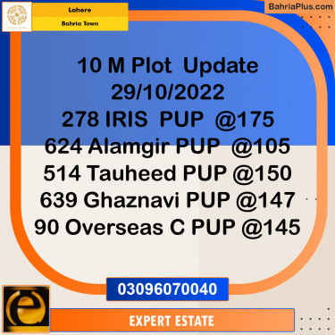 10 Marla Residential Plot for Sale in Bahria Town, Lahore - (BP-262420)