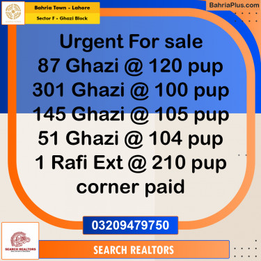 10 Marla Residential Plot for Sale in Sector F - Ghazi Block -  Bahria Town, Lahore - (BP-262434)