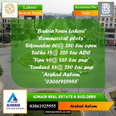 Residential Plot for Sale in Bahria Town, Lahore - (BP-262465)