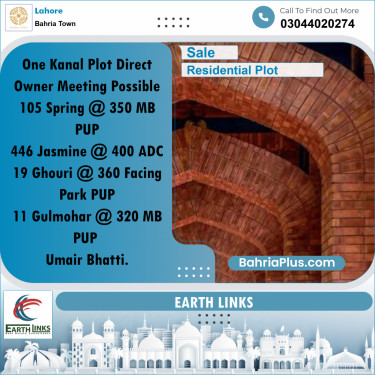 1 Kanal Residential Plot for Sale in Bahria Town, Lahore - (BP-262625)