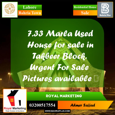 Residential House for Sale in Bahria Town, Lahore - (BP-262637)