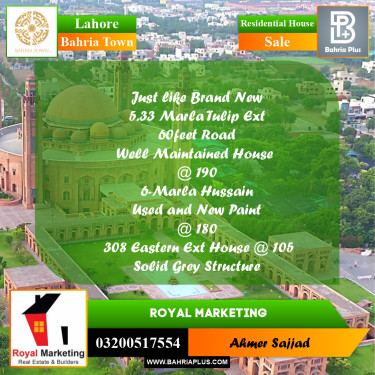 Residential House for Sale in Bahria Town, Lahore - (BP-262639)