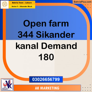 20 Kanal Residential Plot for Sale in Sector F - Sikander Block -  Bahria Town, Lahore - (BP-262680)