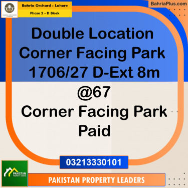 8 Marla Residential Plot for Sale in Phase 2 - D Block -  Bahria Orchard, Lahore - (BP-262688)