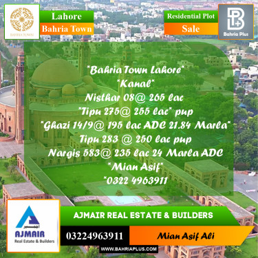 Residential Plot for Sale in Bahria Town, Lahore - (BP-262696)