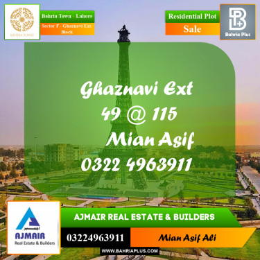 Residential Plot for Sale in Sector F - Ghaznavi Ext. Block -  Bahria Town, Lahore - (BP-262700)