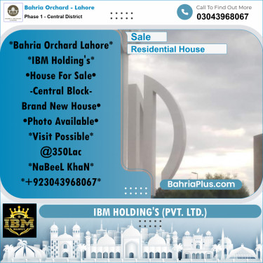 10 Marla Residential House for Sale in Phase 1 - Central District -  Bahria Orchard, Lahore - (BP-262706)