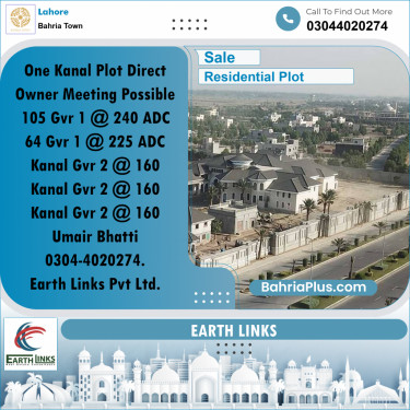 1 Kanal Residential Plot for Sale in Bahria Town, Lahore - (BP-262737)