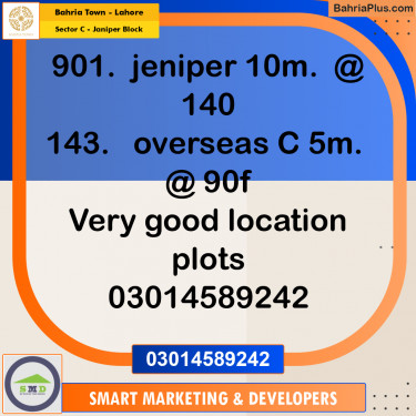 10 Marla Residential Plot for Sale in Sector C - Janiper Block -  Bahria Town, Lahore - (BP-262803)