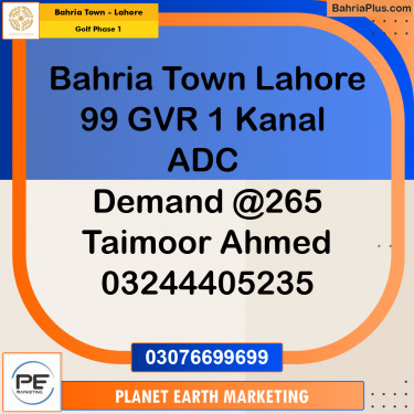 1 Kanal Residential Plot for Sale in Golf Phase 1 -  Bahria Town, Lahore - (BP-262807)