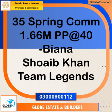 1.66 Marla Commercial Plot for Sale in Overseas B Commercial -  Bahria Town, Lahore - (BP-262809)