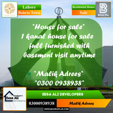 Residential House for Sale in Bahria Town, Lahore - (BP-262828)
