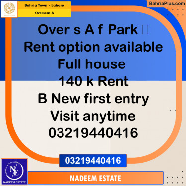 Residential House for Sale in Overseas A -  Bahria Town, Lahore - (BP-262850)