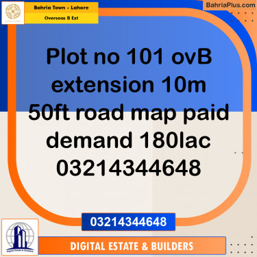 10 Marla Residential Plot for Sale in Overseas B Ext -  Bahria Town, Lahore - (BP-262944)