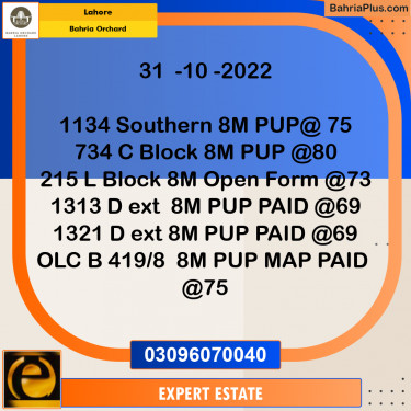 8 Marla Residential Plot for Sale in Bahria Orchard, Lahore - (BP-262996)