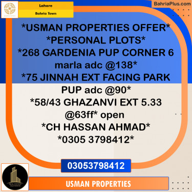 Residential Plot for Sale in Bahria Town, Lahore - (BP-263030)