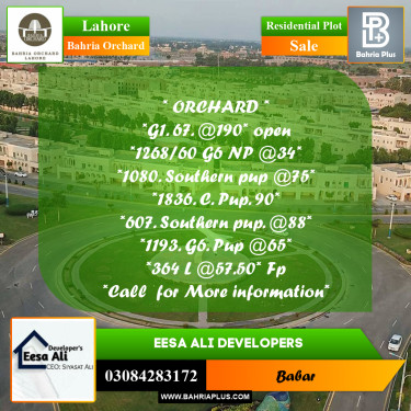Residential Plot for Sale in Bahria Orchard, Lahore - (BP-263037)