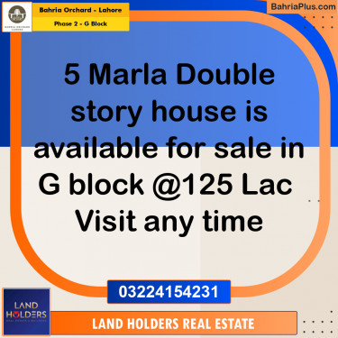 5 Marla Residential House for Sale in Phase 2 - G Block -  Bahria Orchard, Lahore - (BP-263054)