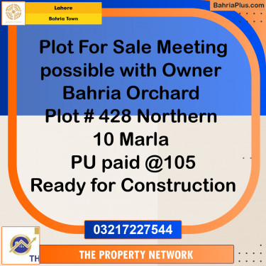 10 Marla Residential Plot for Sale in Bahria Town, Lahore - (BP-263064)