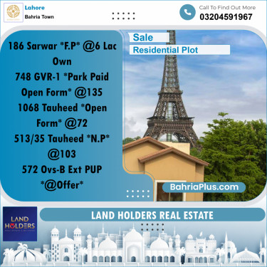 Residential Plot for Sale in Bahria Town, Lahore - (BP-263073)