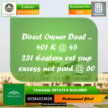 5 Marla Residential Plot for Sale in Bahria Orchard, Lahore - (BP-263107)