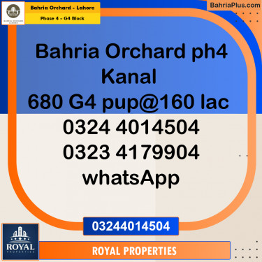Residential Plot for Sale in Phase 4 - G4 Block -  Bahria Orchard, Lahore - (BP-263109)