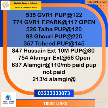 10 Marla Residential Plot for Sale in Sector B - Ghouri Block -  Bahria Town, Lahore - (BP-263124)