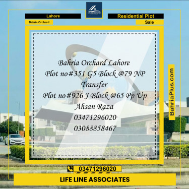 5 Marla Residential Plot for Sale in Bahria Orchard, Lahore - (BP-263137)