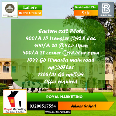 Residential Plot for Sale in Bahria Orchard, Lahore - (BP-263157)