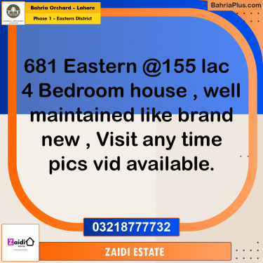 5.3 Marla Residential House for Sale in Phase 1 - Eastern District -  Bahria Orchard, Lahore - (BP-263169)
