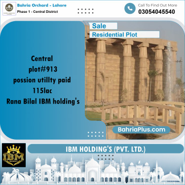 10 Marla Residential Plot for Sale in Phase 1 - Central District -  Bahria Orchard, Lahore - (BP-263214)
