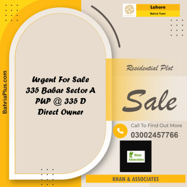 Residential Plot for Sale in Bahria Town, Lahore - (BP-263216)